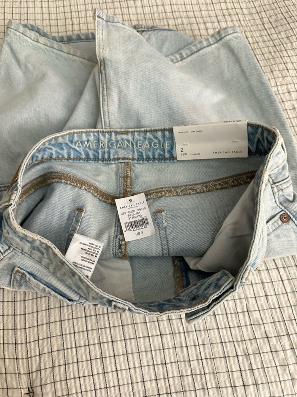 American eagle mom skirt Light Blue Denim Skirt waist 26 Size 2reg - Picture 4 of 7